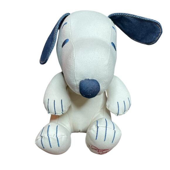 Snoopy Denim Plush Dog Peanuts American Eagle Stuffed Animal 8" Nursery Gift - Picture 6 of 10